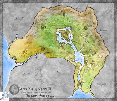Landkarte von Cyrodiil in Farbe