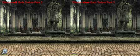 Qarls Texture Pack 3 im Vergleich: Spielezsenen aus Oblivion mit und ohne den Texturen Pack.