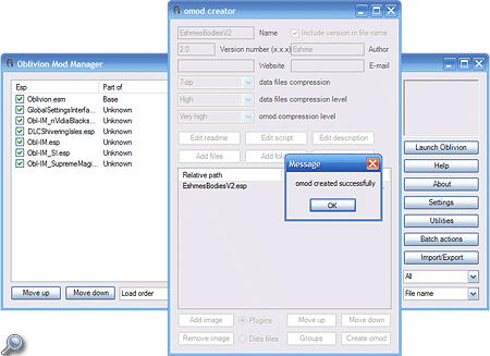 Ein kleines Popup-Fenster informiert dich über die erfolgreiche omod-Dateierstellung des Mod Managers.